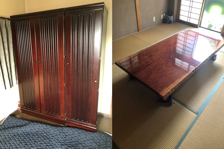 名古屋市西区 K様】無垢1枚板座敷机と要解体の婚礼タンスの処分 | 名古屋を中心とした不用品回収なら【ecoos(エコーズ)】